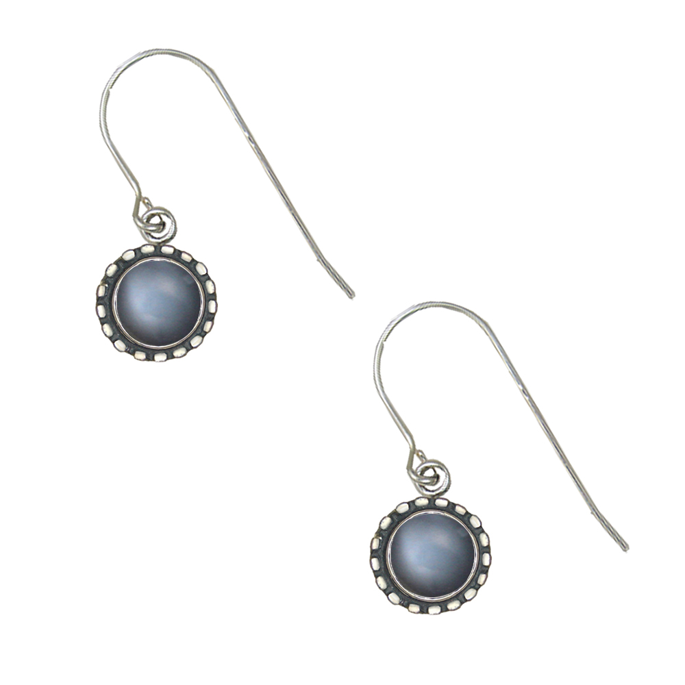 Sterling Silver Petite Grey Moonstone Gemstone Drop Dangle Earrings